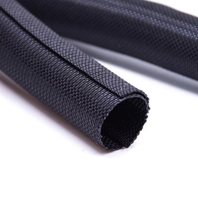 Enveloppe de faisceau de câbles tubulaire fendu tissé