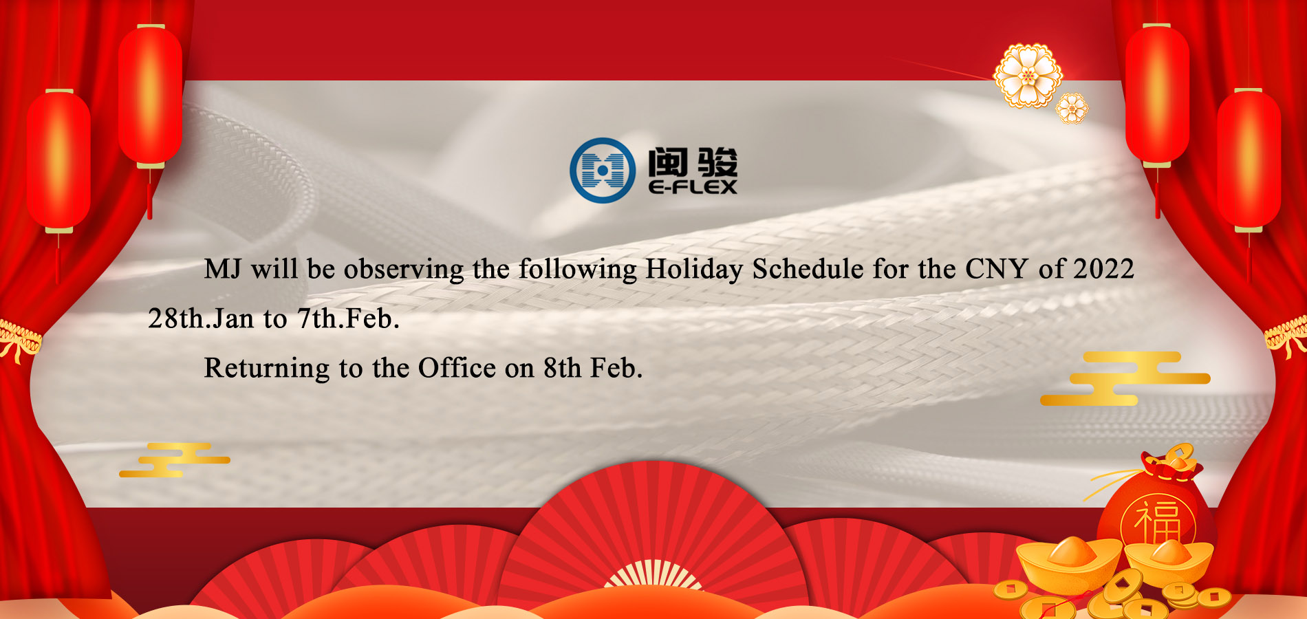 Chinese New Year of 2022 Holiday Notice